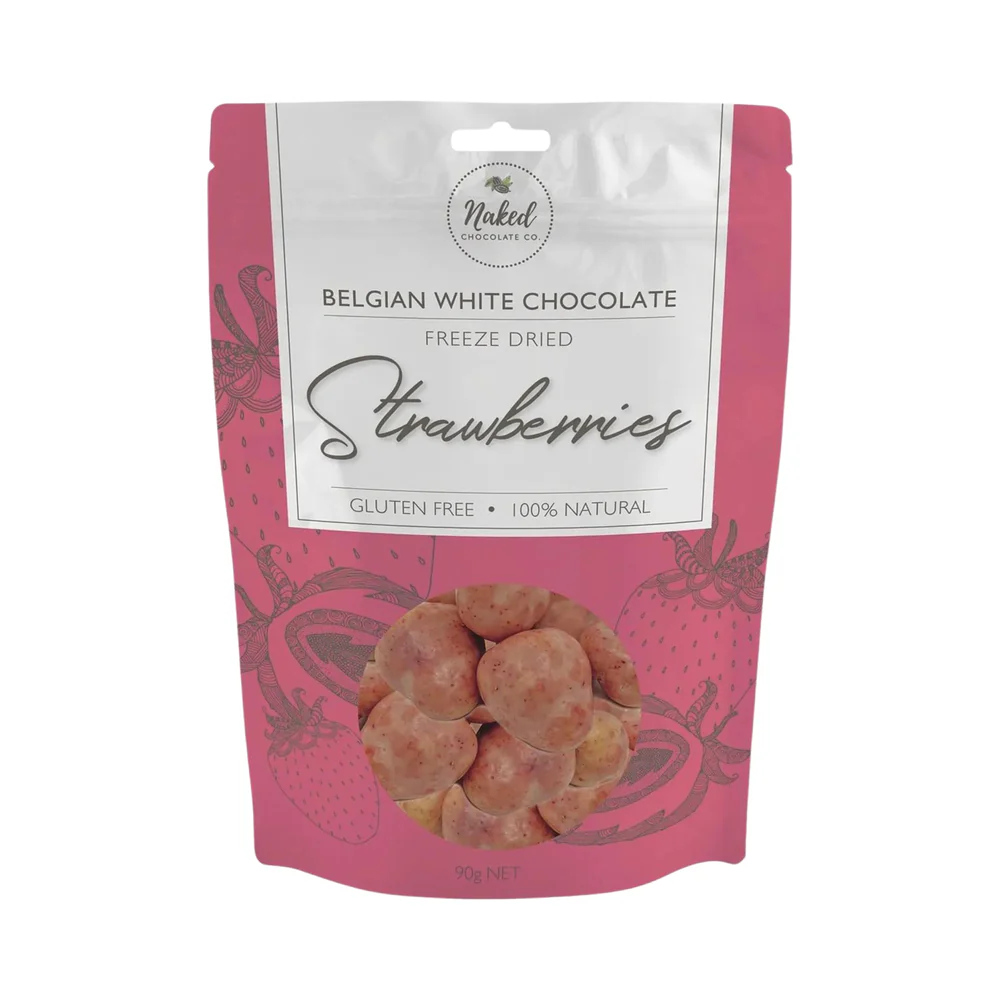 Naked Chocolate Co. Freeze Dried WHITE STRAWBERRIES 90g – My Home Pantry