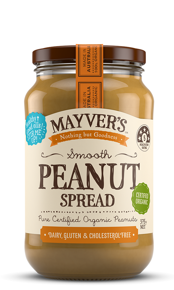Mayvers Organic Peanut Butter Smooth 375g