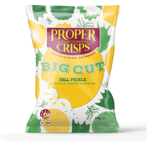 ** Proper Crisps Big Cut Dill Pickle & Apple Cider Vinegar 140g