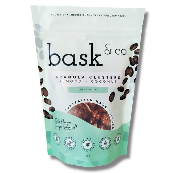 ** Bask and Co Gluten Free Granola Clusters Almond & Coconut 250g