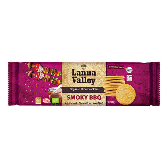 Lanna Valley Organic Rice Crackers Smoky BBQ 100g