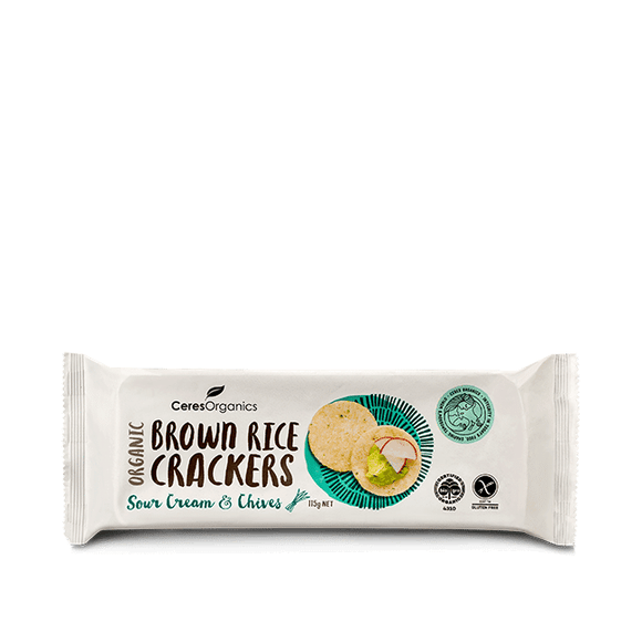 Ceres Organics Brown Rice Crackers Sour Cream & Chives 115g