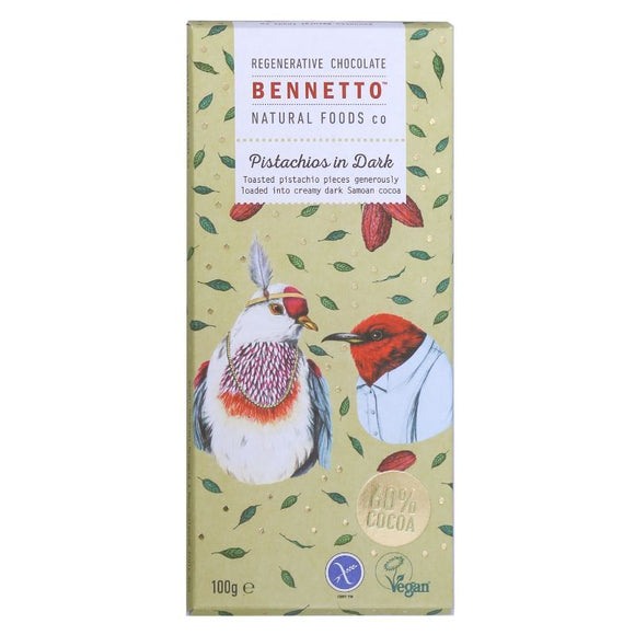 Bennetto Organic Dark Chocolate PISTACHIO 100g