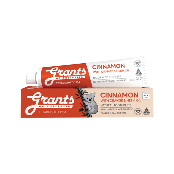 Grants Natural Toothpaste Cinnamon with Orange & Neem Oil 110g