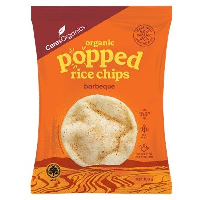 ** Ceres Organics Popped Rice Chips BARBEQUE 100g