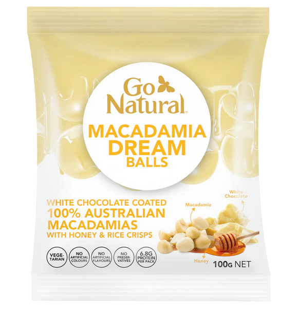 Go Natural Macadamia Dream Balls White Choc 100g