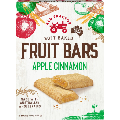 Red Tractor Apple Cinnamon Soft Baked Fruit Bars 6 bars 180gm