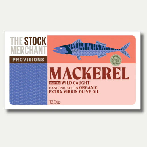 The Stock Merchant Wild Mackerel in Organic Olive Oil 120g