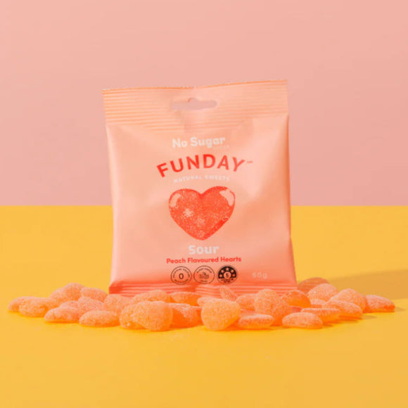 Funday Natural Sweets Sour Peach Hearts 50g