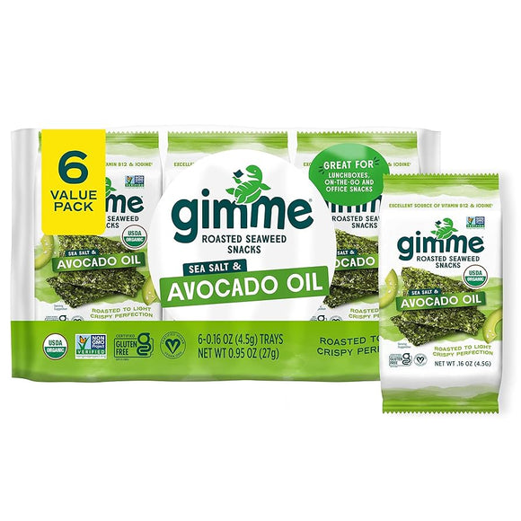 GimMe Roasted Seaweed Snacks Avocado Oil 6x4.5g