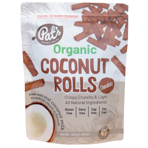 Pat's Organic Coconut Rolls CHOCOLATE 140g