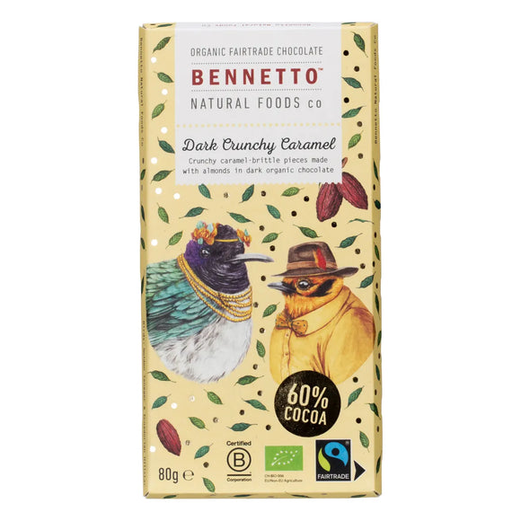 Bennetto Organic Dark Chocolate Crunchy Caramel 80g