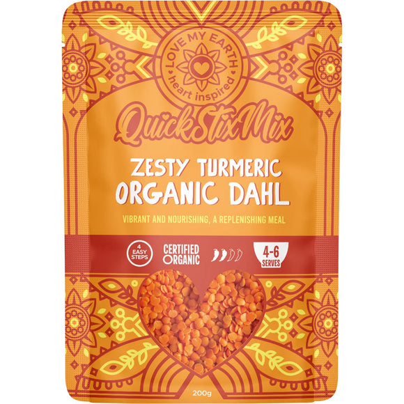 Love My Earth Quick Stix Mix Organic Dahl Zesty Turmeric 200g