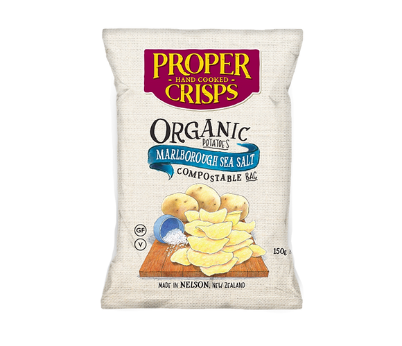 Proper Crisps Compostable Organic Sea Salt 150g