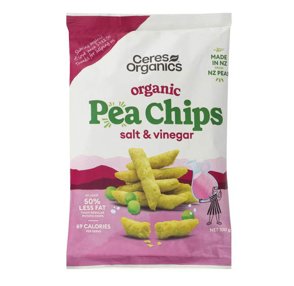 Ceres Organics Popped Pea Chips SALT & VINEGAR 100g