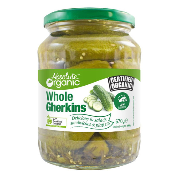Absolute Organic Whole Gherkins 670g