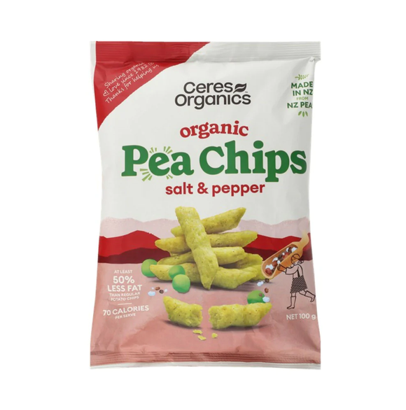 ** Ceres Organics Popped Pea Chips SALT & PEPPER 100g
