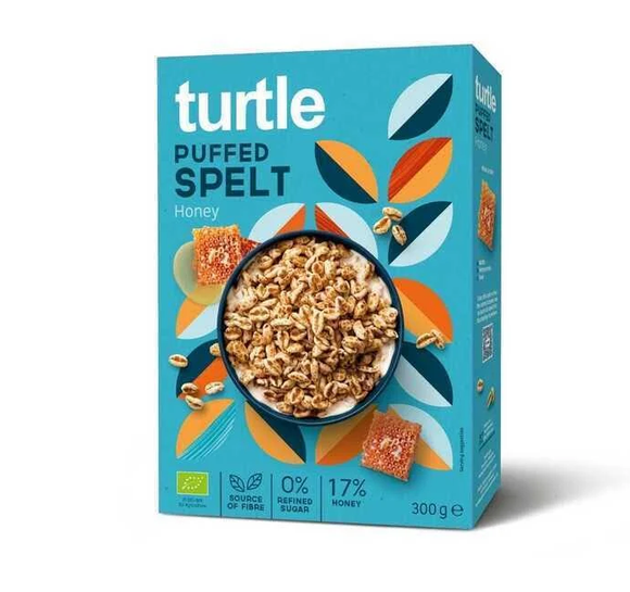 Turtle Cereal Organic Puffed Spelt and Honey 300g
