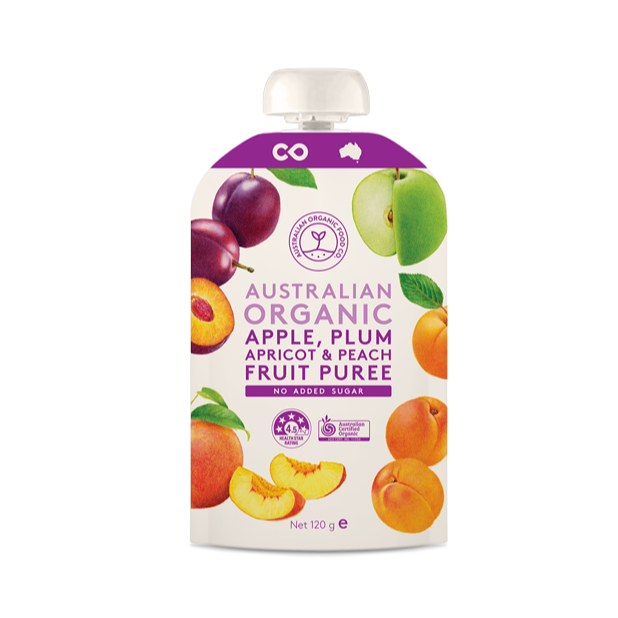 Australian Organic Food Co. Apple, Plum, Apricot & Peach Fruit Puree 1