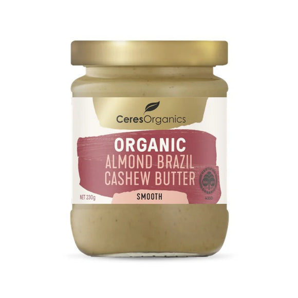 Ceres Organics Almond, Brazil, Cashew Butter Smooth 220g