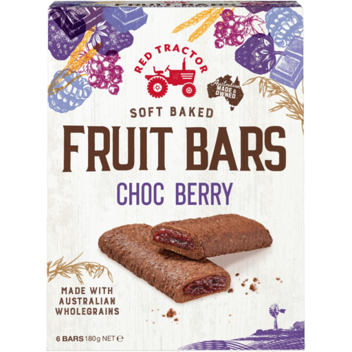 ** Red Tractor Choc Berry Soft Baked Fruit Bars 6 bars 180g