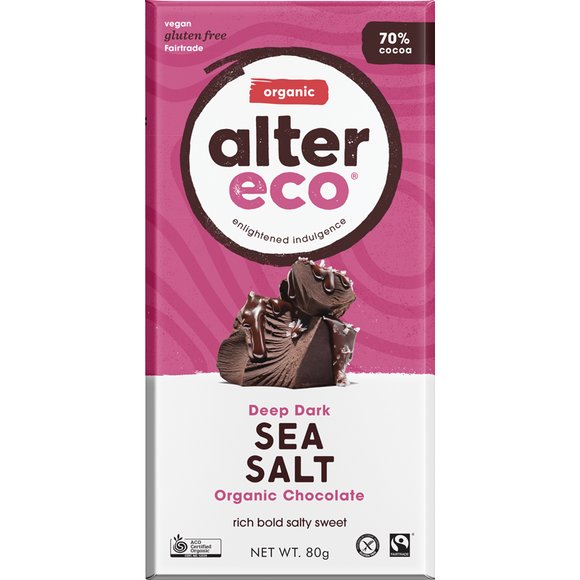 ** Alter Eco Organic Chocolate Sea Salt 70% 75g