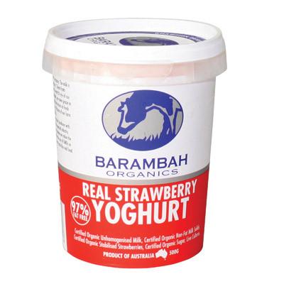Barambah Organics Lactose Free Real Strawberry Natural Yoghurt 500g