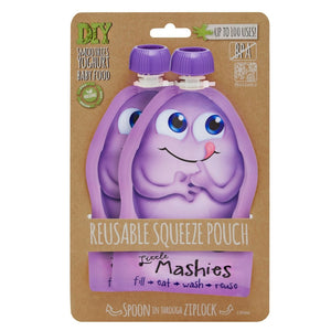 Little Mashies Reusable Squeeze Pouches Purple 2x130ml pack