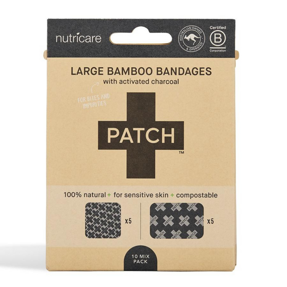 ** Patch Large Adhesive Bamboo Bandages Charcoal Bites & Impurities 10pk