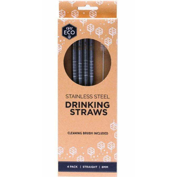 Ever Eco S/S Straws Straight 4 pack + brush