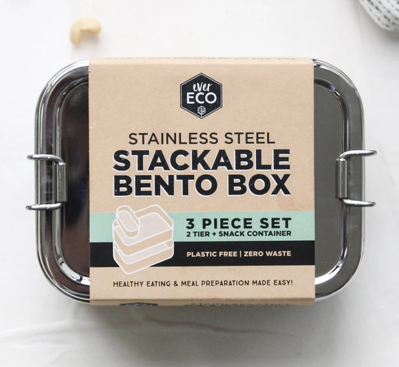 Ever Eco S/S Stackable Bento Snack Box - 2 tier + mini container