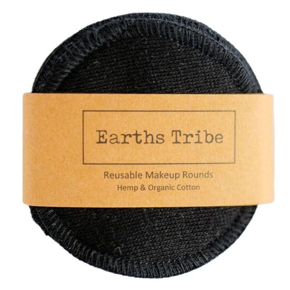 Earths Tribe Black Reusable Hemp Makeup Rounds 10pk