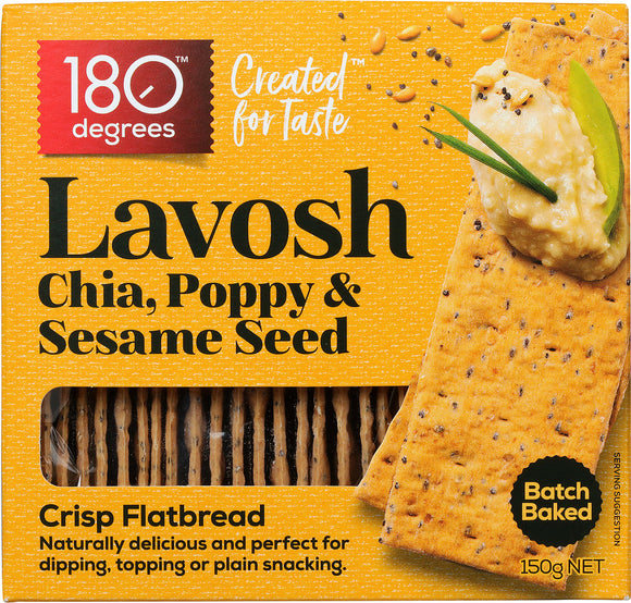 180 degrees Chia, Poppy & Sesame Seed Lavosh 150g