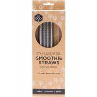 Ever Eco S/S Smoothie Straws Extra Wide Straight 4 pack plus brush