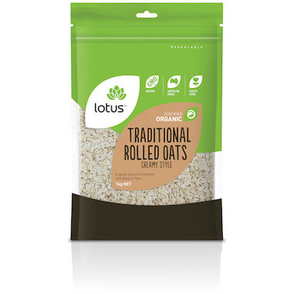 ** Lotus Organic Creamy Style Traditional Rolled Oats 1kg