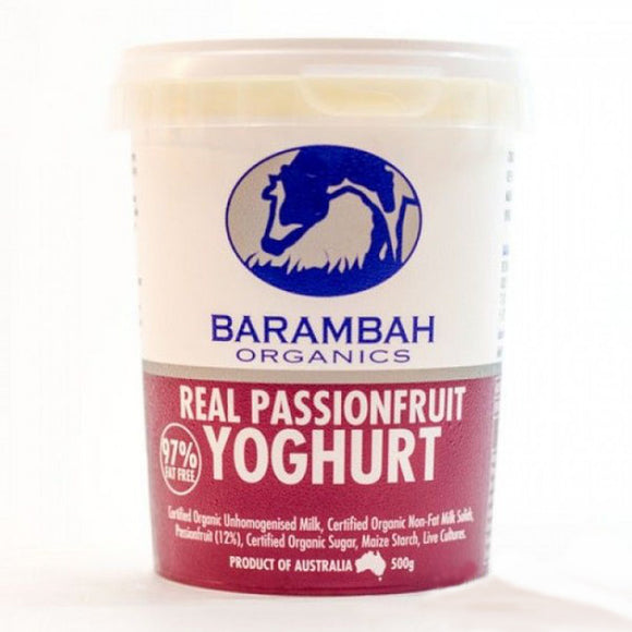 Barambah Organics Passionfruit Natural Yoghurt 500g