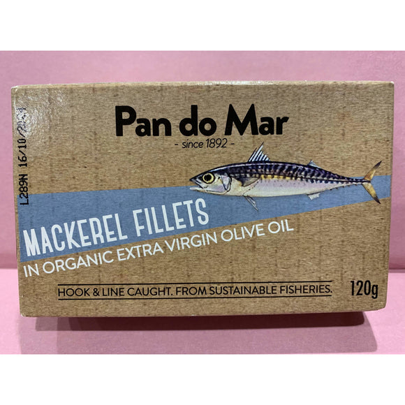Pan do Mar Mackerel Fillets in Organic Olive Oil 120g