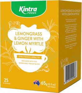 KINTRA Herbal Tea Bags Lemongrass & Ginger with Lemon Myrtle 25 bags