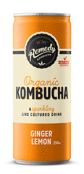 Remedy Kombucha Ginger & Lemon 4x250ml cans