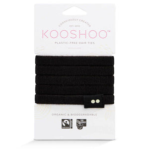 KOOSHOO Organic Plastic-Free Hair Ties Black 5 pack