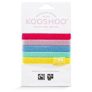 KOOSHOO Organic Plastic-Free Hair Ties Rainbow 5 pack