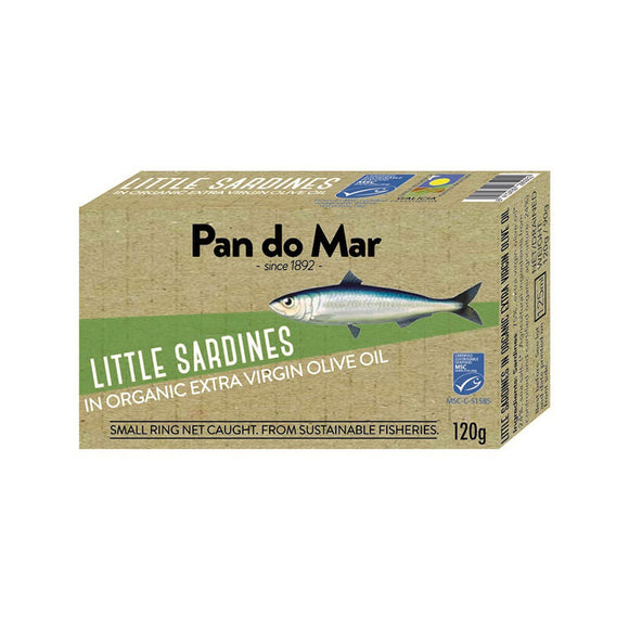 Pan do Mar Little Sardines in Organic Olive Oil 120g