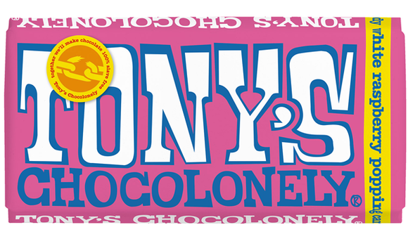 ** Tony's Chocolonely white Raspberry Popping Candy 180g